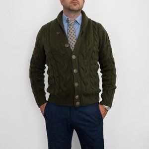 Gran Sasso Cable Knit Shawl Collar Cardigan